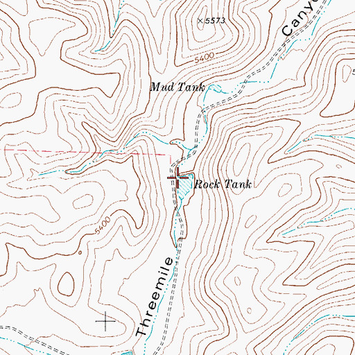 Topographic Map of Rock Tank, TX