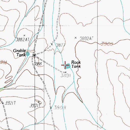 Topographic Map of Rock Tank, TX