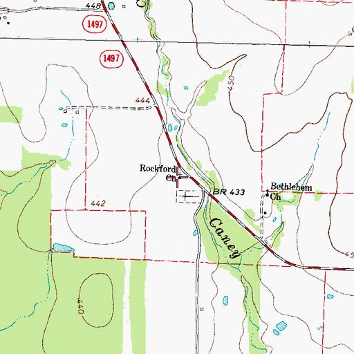 Topographic Map of Rockford Church, TX