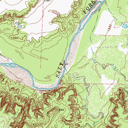 Topographic Map of Rockhouse Creek, TX