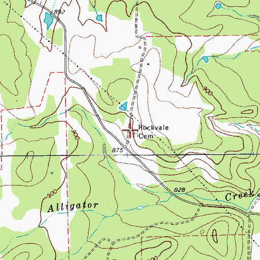 Topographic Map of Rockvale Cemetery, TX