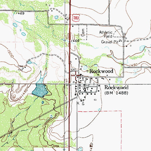 Topographic Map of Rockwood, TX