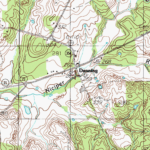 Topographic Map of Rocky Branch, TX