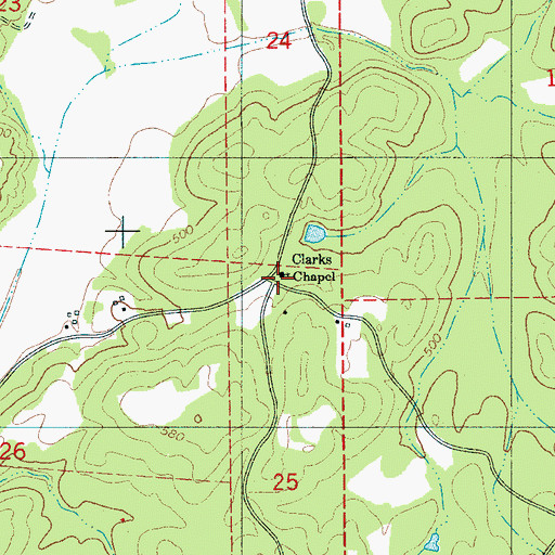 Topographic Map of Clarks Chapel, AL