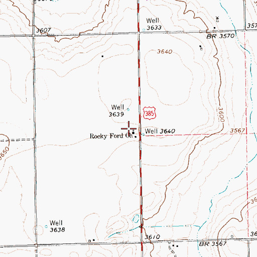 Topographic Map of Rocky Ford Church, TX