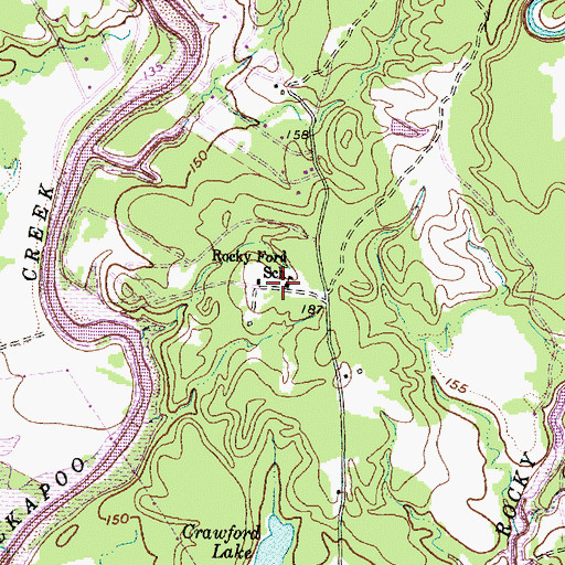 Topographic Map of Rocky Ford School, TX