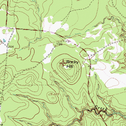 Topographic Map of Rocky Hill, TX