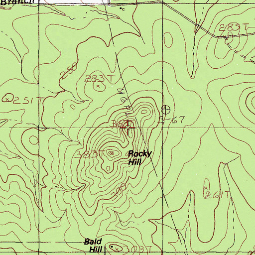 Topographic Map of Rocky Hill, TX