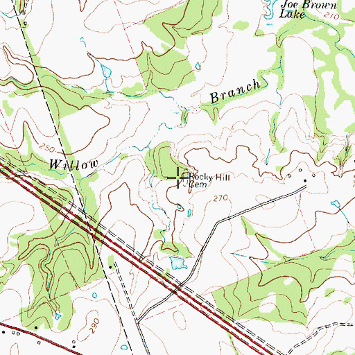 Topographic Map of Rocky Hill Cemetery, TX