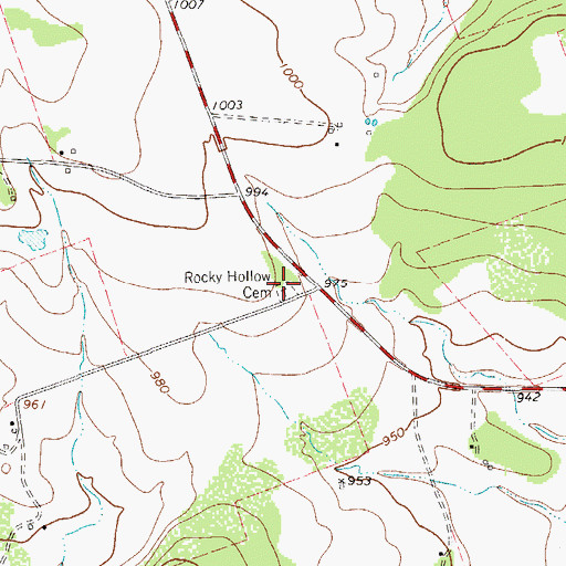 Topographic Map of Rocky Hollow Cemetery, TX