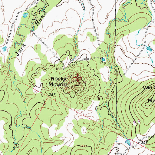 Topographic Map of Rocky Mound, TX