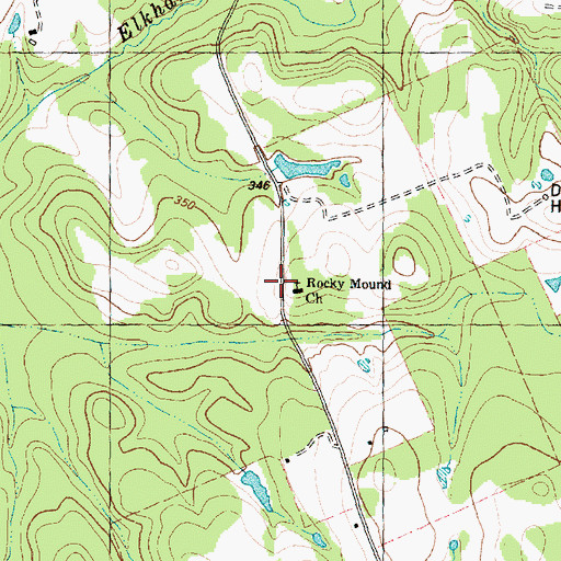 Topographic Map of Rocky Mound Church, TX