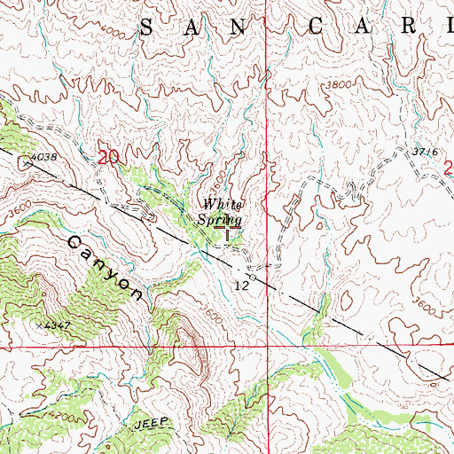 Topographic Map of White Spring, AZ