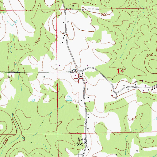 Topographic Map of Cross Roads Church (historical), AL