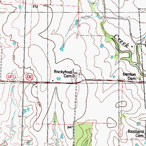 Topographic Map of Rockyford Cemetery, TX