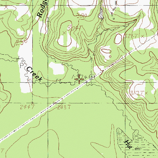 Topographic Map of Rodgers Creek, TX