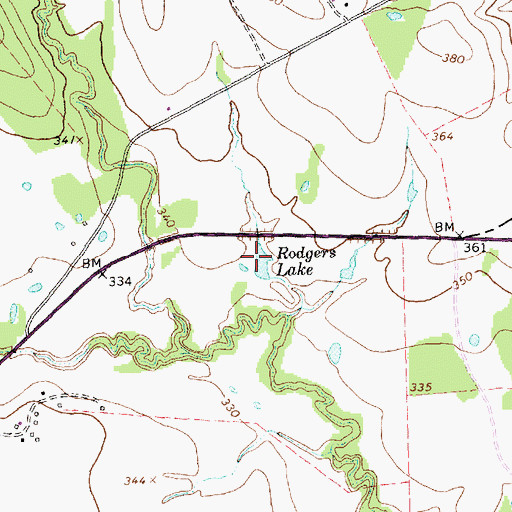 Topographic Map of Rodgers Lake, TX