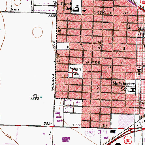 Topographic Map of Rodgers Park, TX