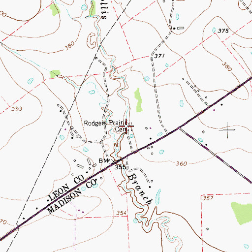 Topographic Map of Rodgers Prairie Cemetery, TX