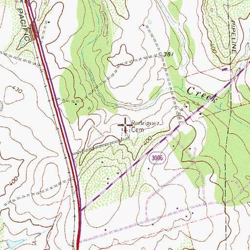 Topographic Map of Rodriguez Cemetery, TX