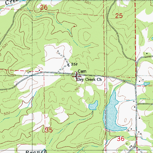 Topographic Map of Dry Creek Church, AL