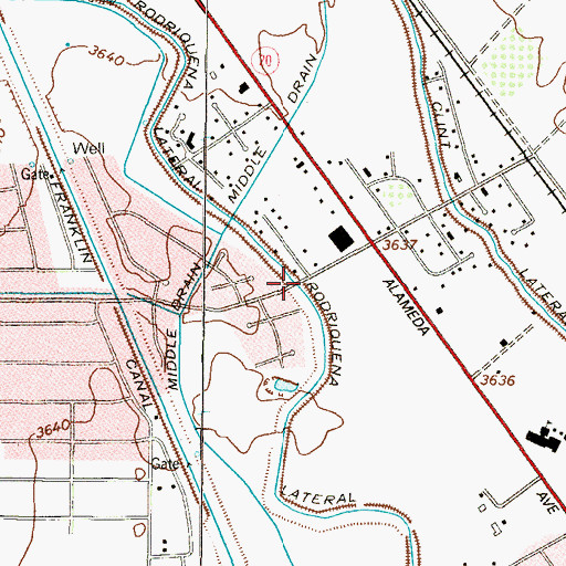 Topographic Map of Rodriquena Lateral, TX