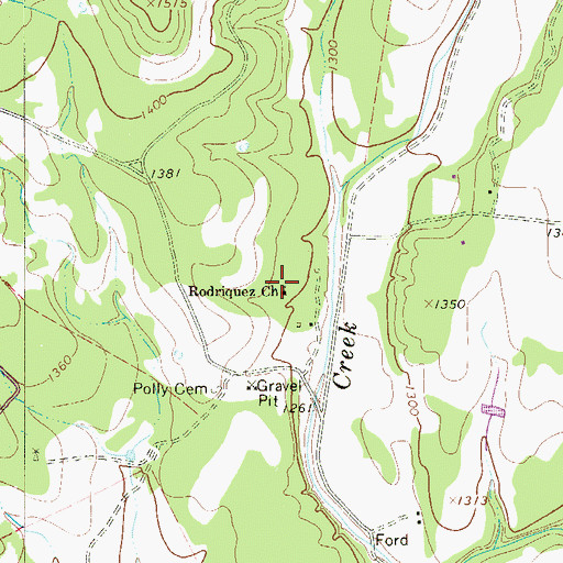 Topographic Map of Rodriquez Church, TX