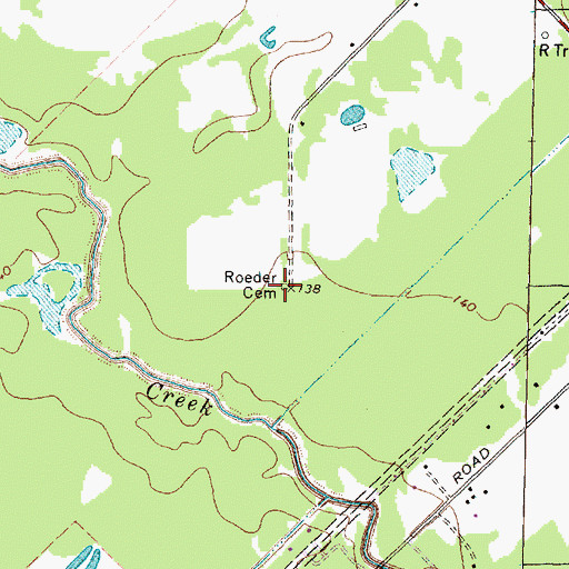 Topographic Map of Roeder Cemetery, TX