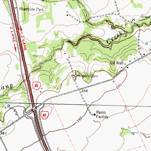 Topographic Map of Rogers Cemetery, TX