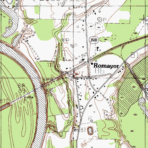 Topographic Map of Romayor, TX