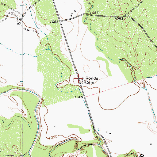 Topographic Map of Ronda Cemetery, TX