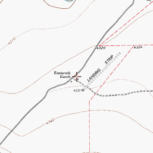 Topographic Map of Roosevelt Ranch, TX