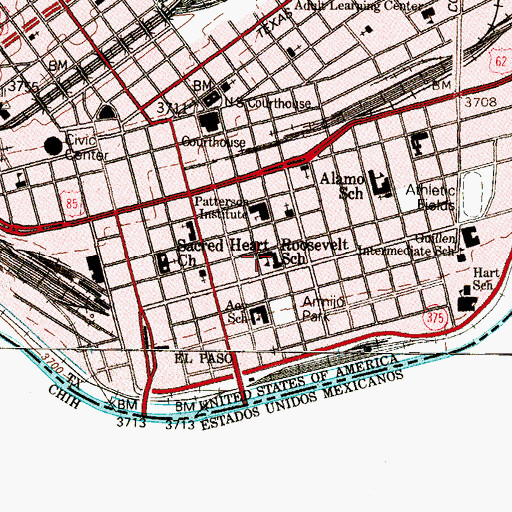 Topographic Map of Roosevelt School, TX