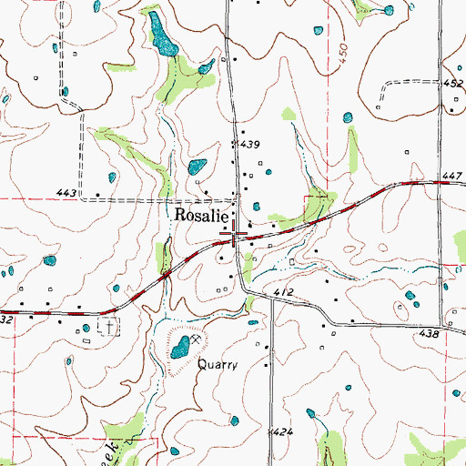 Topographic Map of Rosalie, TX