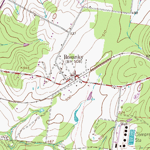 Topographic Map of Rosanky, TX