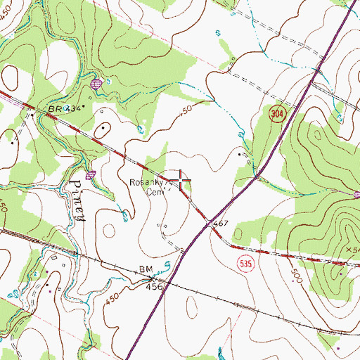 Topographic Map of Rosanky Cemetery, TX