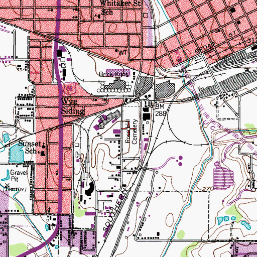 Topographic Map of Rose Hill Cemetery, TX