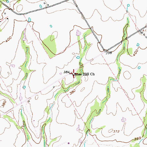 Topographic Map of Rose Hill Church, TX