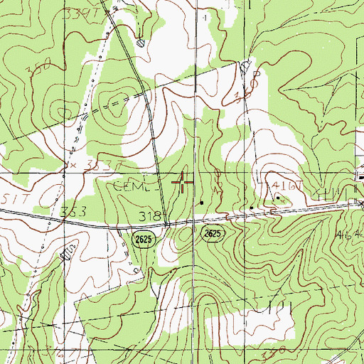 Topographic Map of Roseborough Cemetery, TX