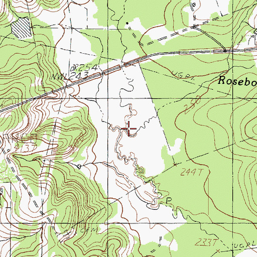 Topographic Map of Roseborough Creek, TX