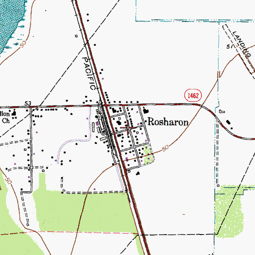Topographic Map of Rosharon, TX