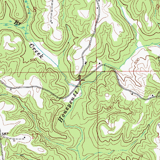 Topographic Map of Honey Cutts Mill (historical), AL