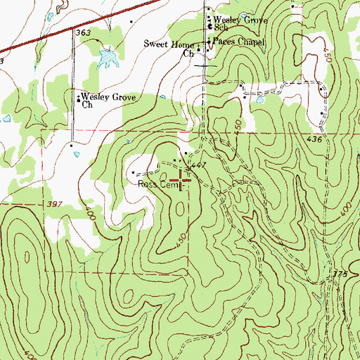 Topographic Map of Ross Cemetery, TX