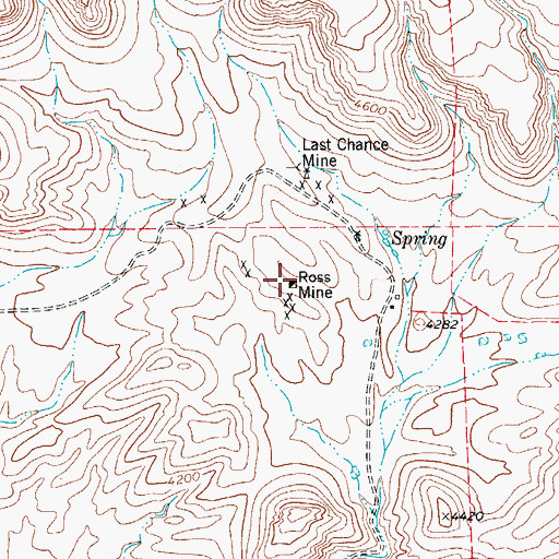 Topographic Map of Ross Mine, TX