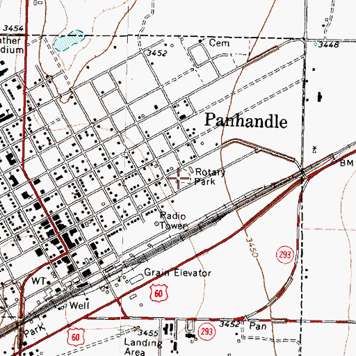 Topographic Map of Rotary Park, TX