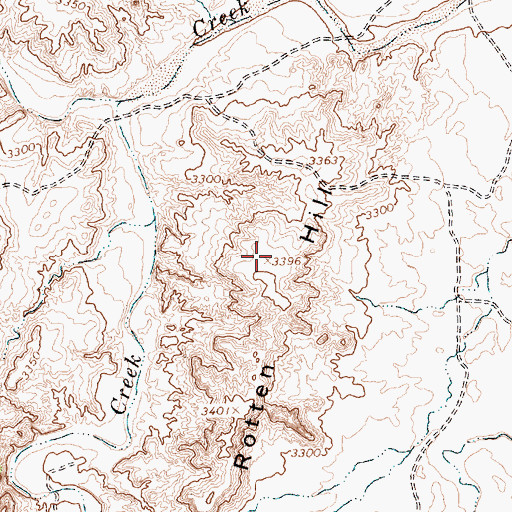 Topographic Map of Rotten Hill, TX