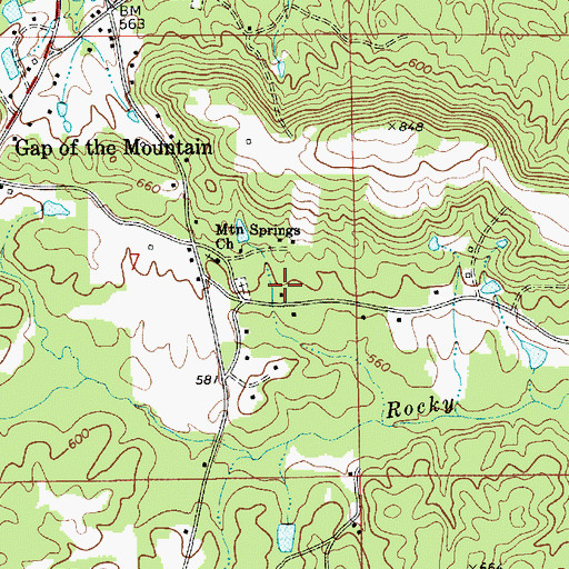 Topographic Map of Hunts Mill (historical), AL