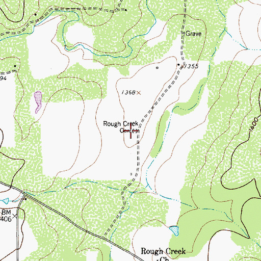 Topographic Map of Rough Creek Cemetery, TX