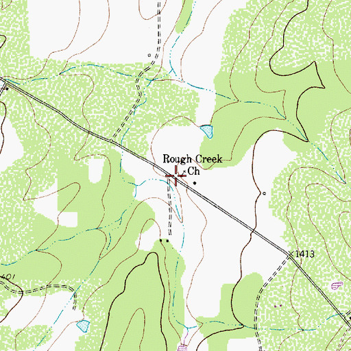 Topographic Map of Rough Creek Church, TX