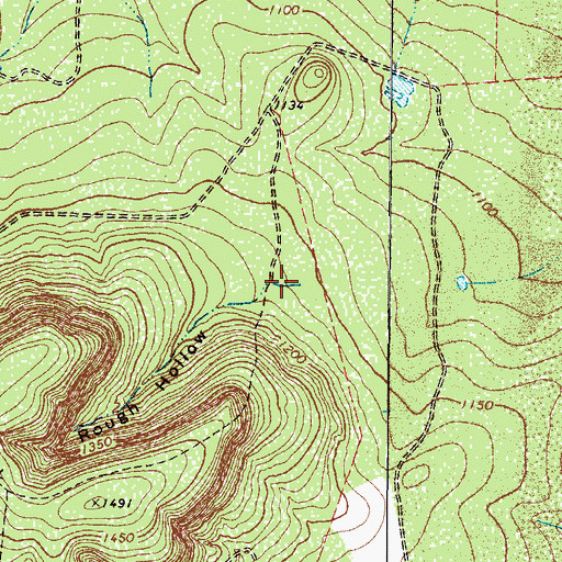 Topographic Map of Rough Hollow, TX